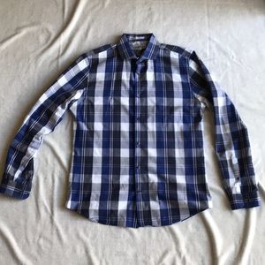Express Men’s plaid dress shirt slim fit size Large 16-16.5 neck